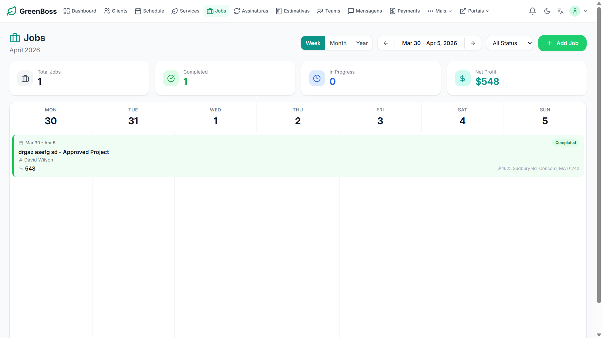 Gestión de trabajos no GreenBoss